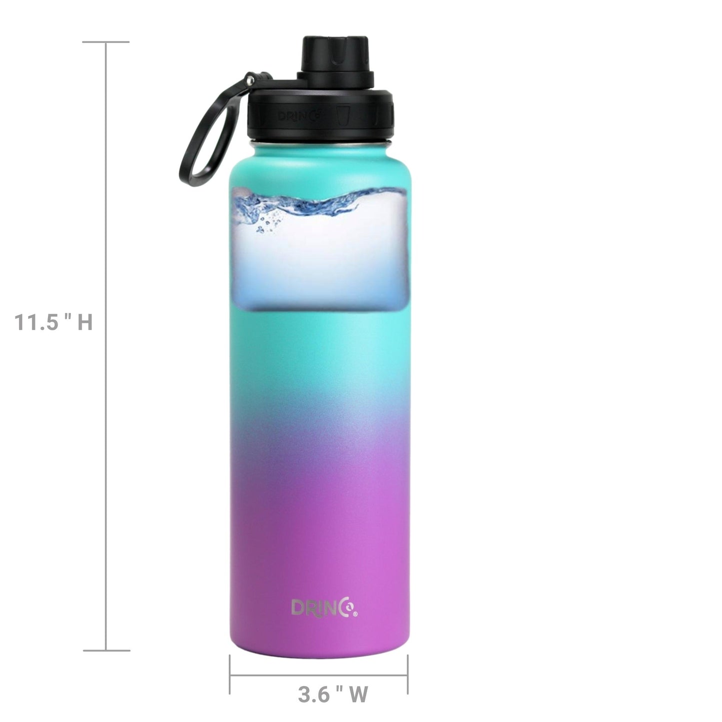 DRINCO® 40 oz. Insulated Stainless Steel Water Bottle — Ombre Fuchsia Teal