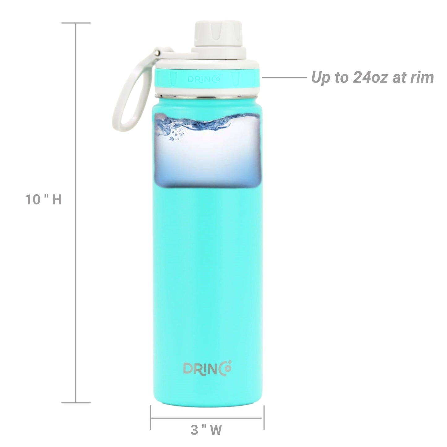 DRINCO® 22 oz. Insulated Stainless Steel Sport Water Bottle — Teal