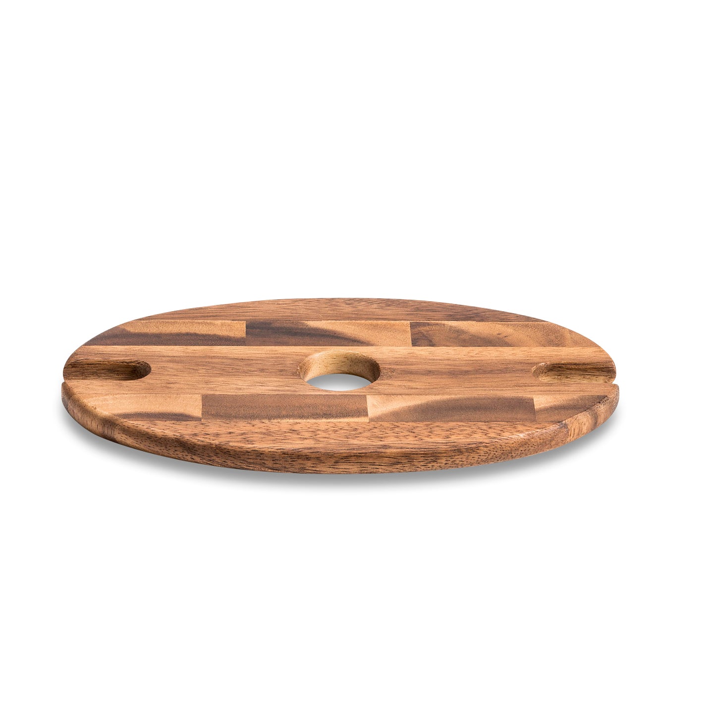 Acacia Wood Wine Glass Caddy — Bottle Topper Holds 2 Glasses | 10 in. x 6 in.