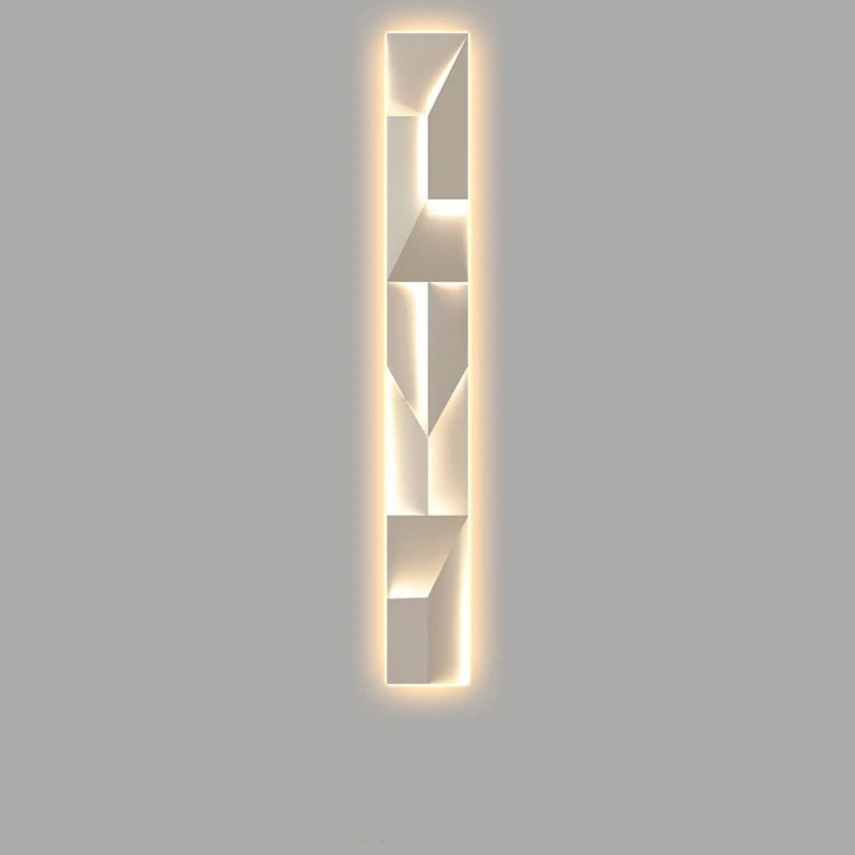 Luminary Canvas backlit crystal art wall sconce in white with warm LED glow displayed against a neutral grey background — LivDecor