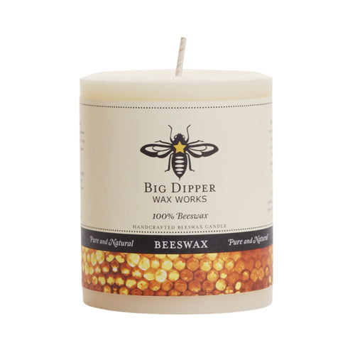 Pure Beeswax Pillar Candle — Big Dipper Wax Works | 3 Sizes, 6 Colors