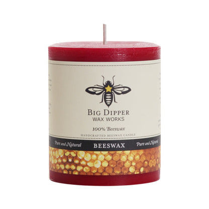 Pure Beeswax Pillar Candle — Big Dipper Wax Works | 3 Sizes, 6 Colors