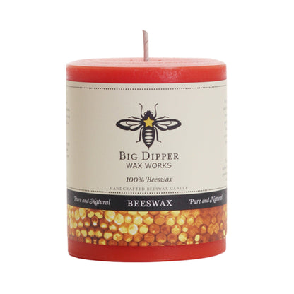 Pure Beeswax Pillar Candle — Big Dipper Wax Works | 3 Sizes, 6 Colors