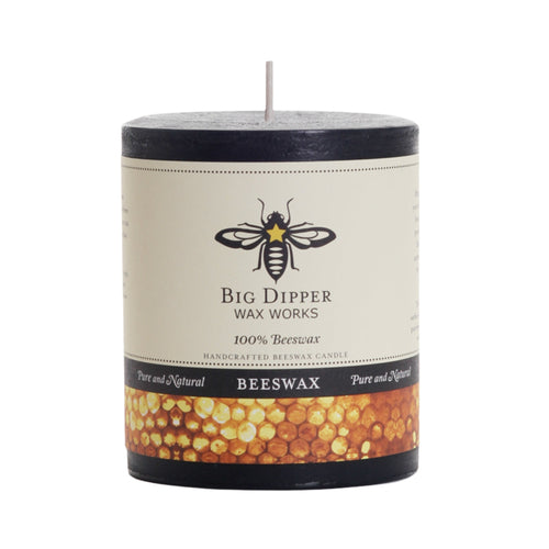 Pure Beeswax Pillar Candle — Big Dipper Wax Works | 3 Sizes, 6 Colors