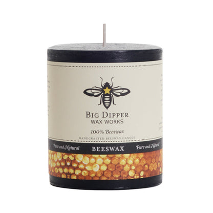 Pure Beeswax Pillar Candle — Big Dipper Wax Works | 3 Sizes, 6 Colors