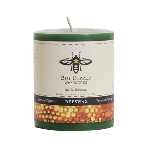Pure Beeswax Pillar Candle — Big Dipper Wax Works | 3 Sizes, 6 Colors