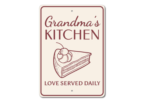 "Grandma's Kitchen — Love Served Daily" Aluminum Wall Sign | Made in USA