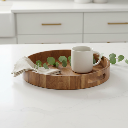 Round Acacia Wood Serving Tray & Grazing Board — 13 in. Diameter