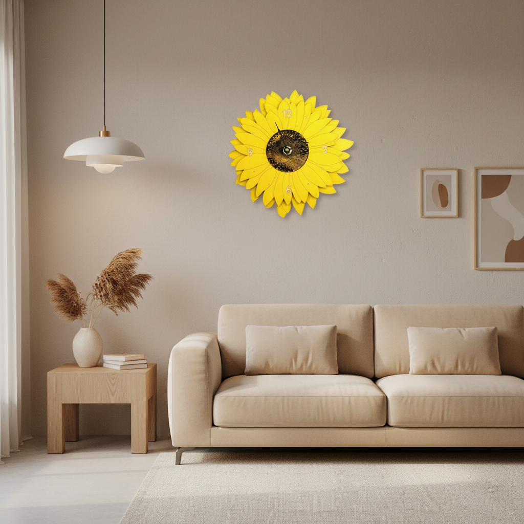 Sunflower Sculptural Wall Clock — 8.5 in. | Made in USA