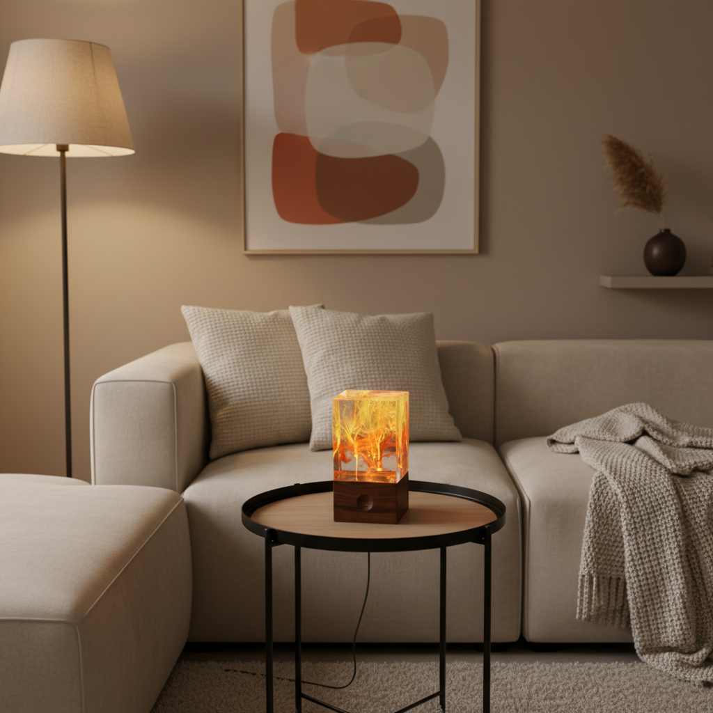 Handcrafted Resin LED Accent Lamp — 3 Designs | Ocean, Aurora, Solar