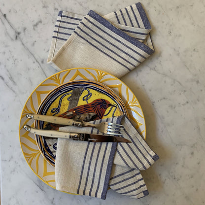 Sustainable Kayseri Tablecloth & Napkin Set — French Stripe | Navy Blue