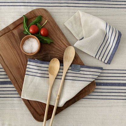 Sustainable Kayseri Tablecloth & Napkin Set — French Stripe | Navy Blue