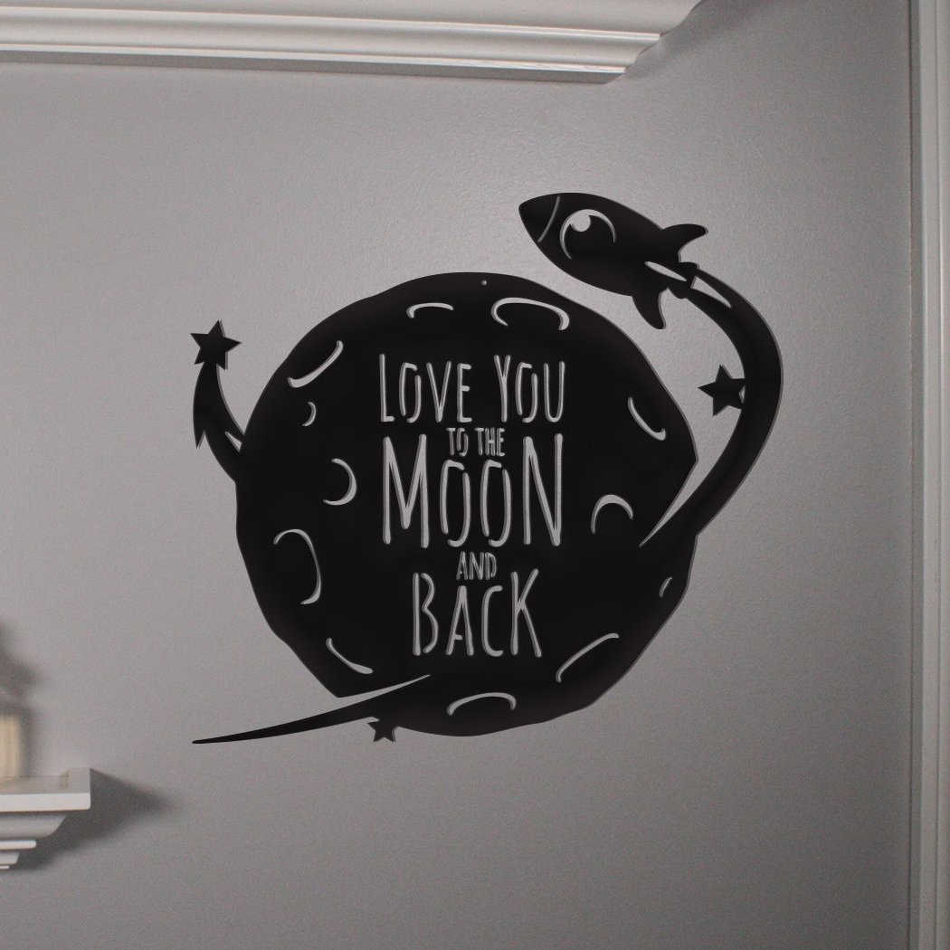 Love You to the Moon and Back — Rocket Metal Wall Art Sign | 16 in. x 15 in.