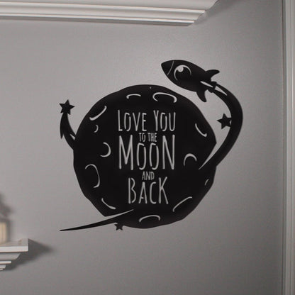 Love You to the Moon and Back — Rocket Metal Wall Art Sign | 16 in. x 15 in.