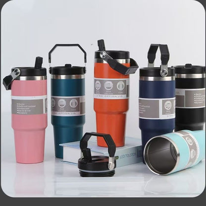 30oz Insulated Tumbler with Handle & Straw
