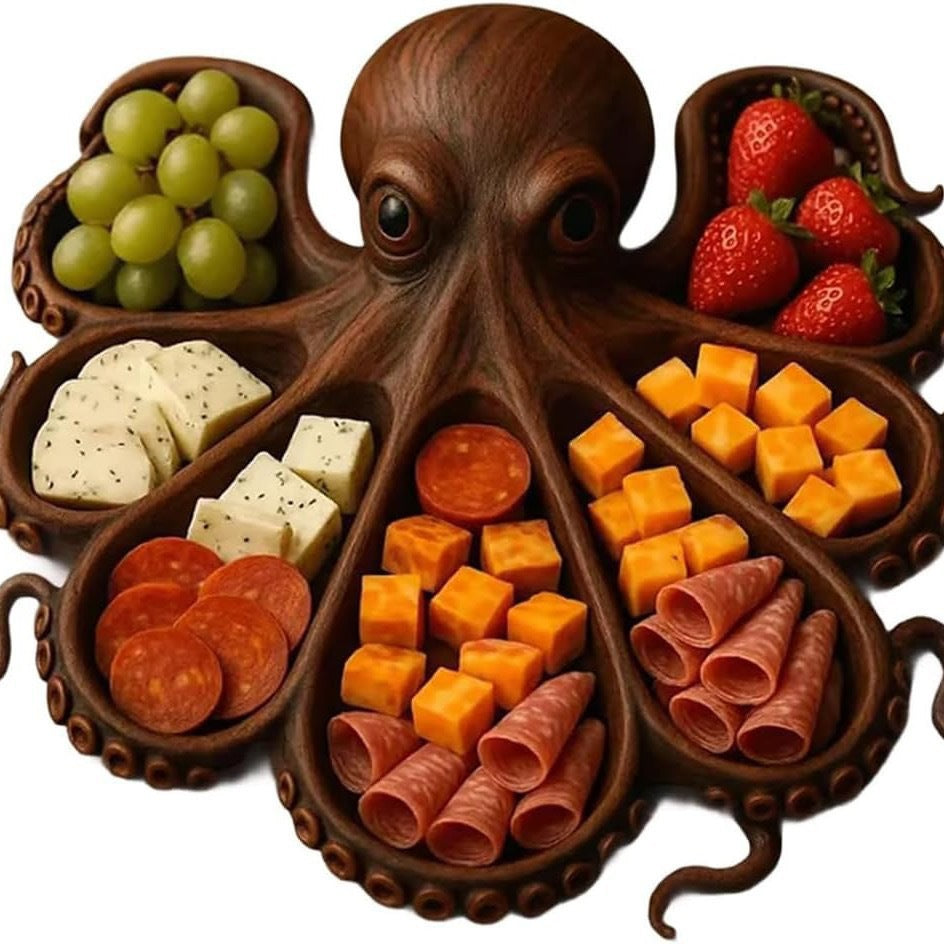 Octopus Charcuterie Board — Wood Serving Tray