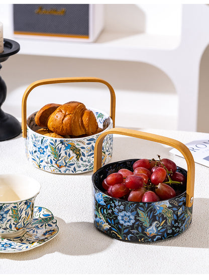 French Floral Ceramic Fruit Basket