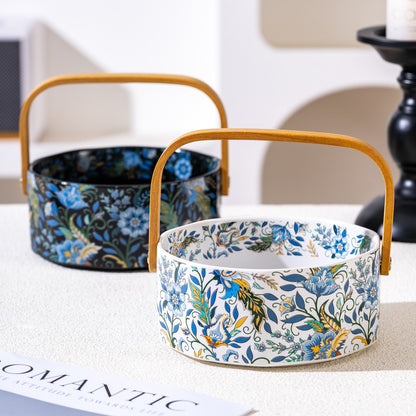French Floral Ceramic Fruit Basket