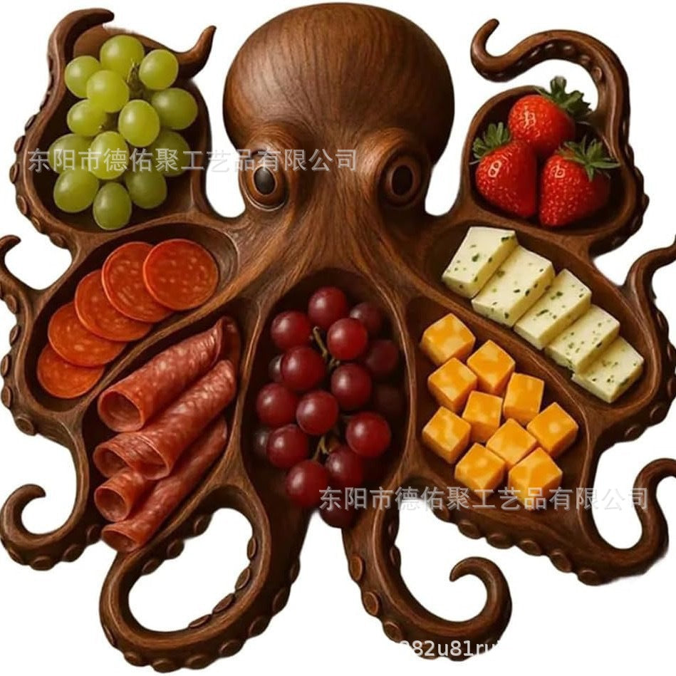 Octopus Charcuterie Board — Wood Serving Tray