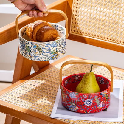 French Floral Ceramic Fruit Basket