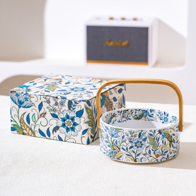 French Floral Ceramic Fruit Basket