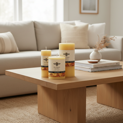 Pure Beeswax Pillar Candle — Big Dipper Wax Works | 3 Sizes, 6 Colors