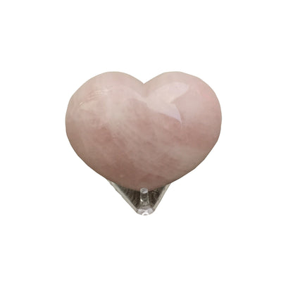 Rose Quartz Heart Stone — Crystal Decor with Display Stand