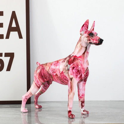 Painted Resin Doberman Sculpture