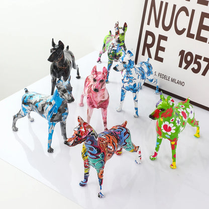 Painted Resin Doberman Sculpture