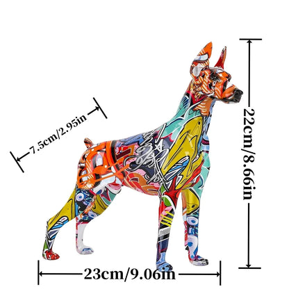 Painted Resin Doberman Sculpture