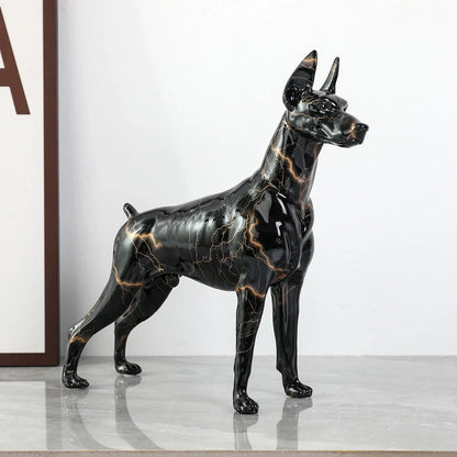 Painted Resin Doberman Sculpture