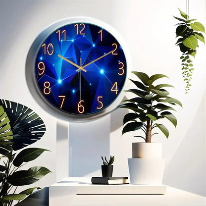 Navy Blue Frameless Glass Wall Clock