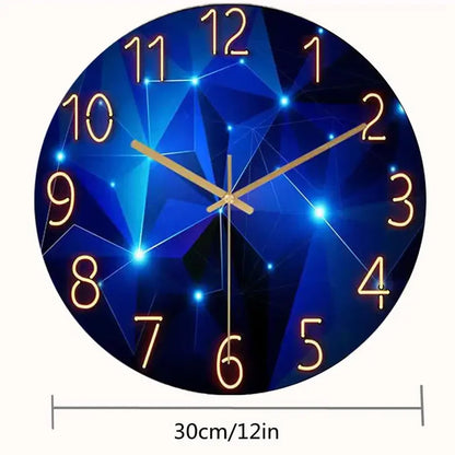 Navy Blue Frameless Glass Wall Clock