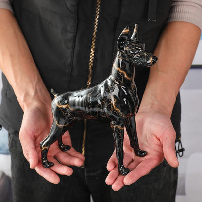 Painted Resin Doberman Sculpture