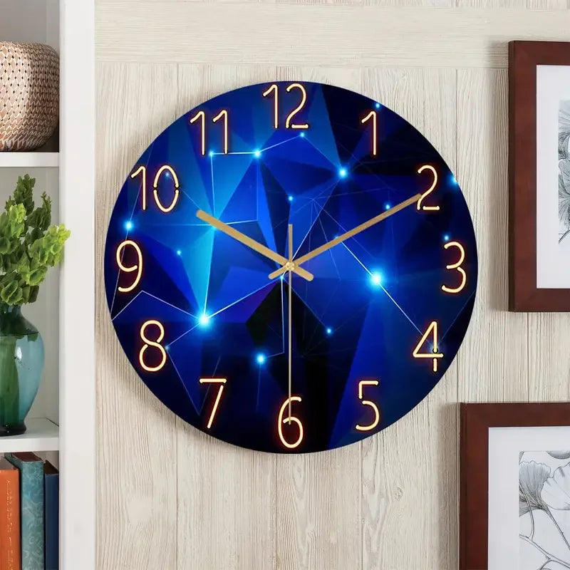 Navy Blue Frameless Glass Wall Clock
