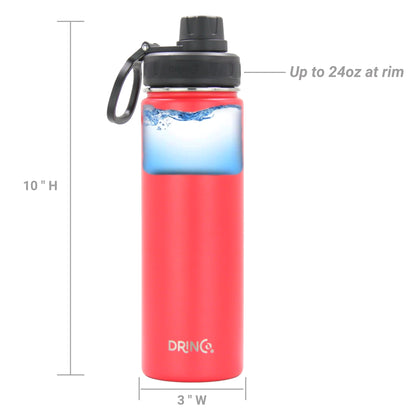 DRINCO® 22 oz. Insulated Stainless Steel Sport Water Bottle — Barn Red