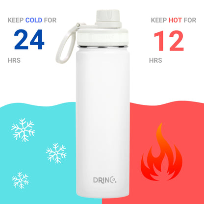 DRINCO® 22 oz. Insulated Stainless Steel Sport Water Bottle — Arctic White