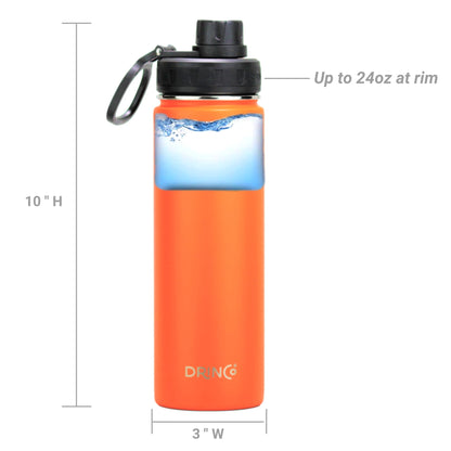 DRINCO® 22 oz. Insulated Stainless Steel Sport Water Bottle — Orange