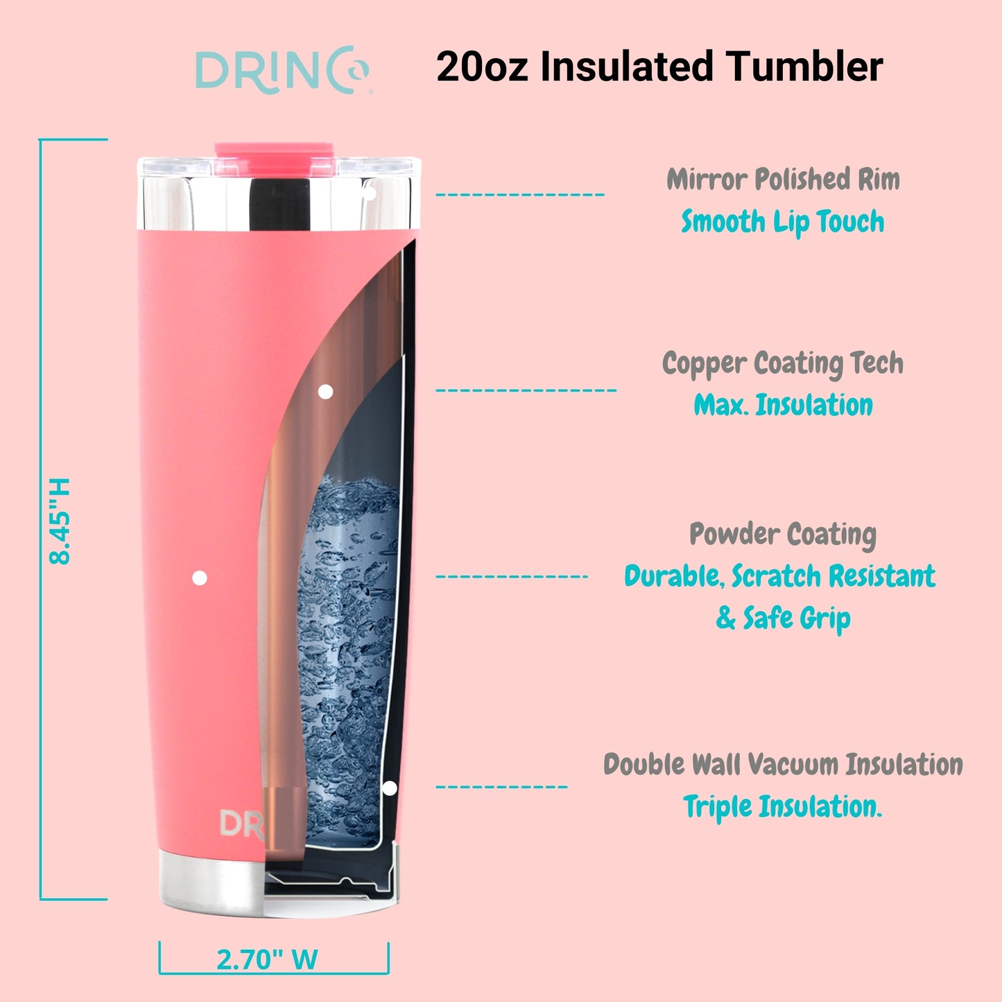 DRINCO® 20 oz. Insulated Tumbler with Spill-Proof Lid — Coral Paradise