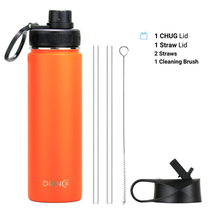 DRINCO® 22 oz. Insulated Stainless Steel Sport Water Bottle — Orange