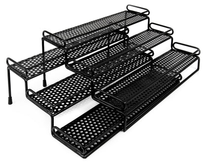 3-Tier Expandable Spice Rack Organizer — Matte Black | Cabinet or Pantry