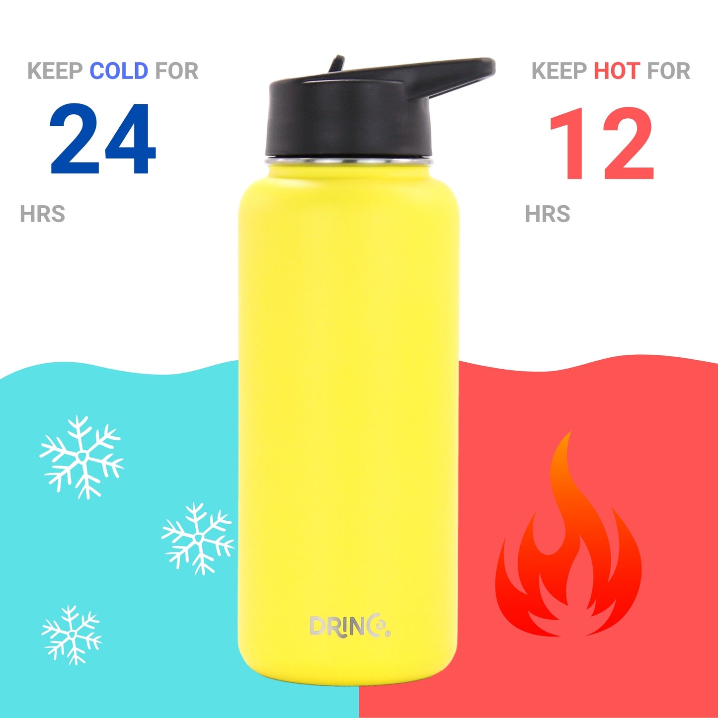 DRINCO® 32 oz. Insulated Wide-Mouth Water Bottle — Illuminating Yellow
