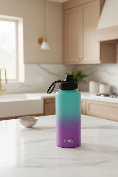 DRINCO® 32 oz. Insulated Stainless Steel Water Bottle — Ombre Fuchsia Teal