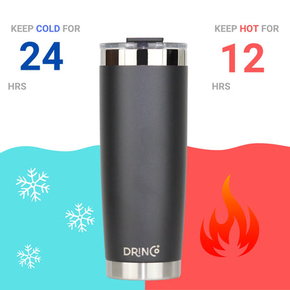 DRINCO® 20 oz. Insulated Tumbler with Spill-Proof Lid — Matte Black
