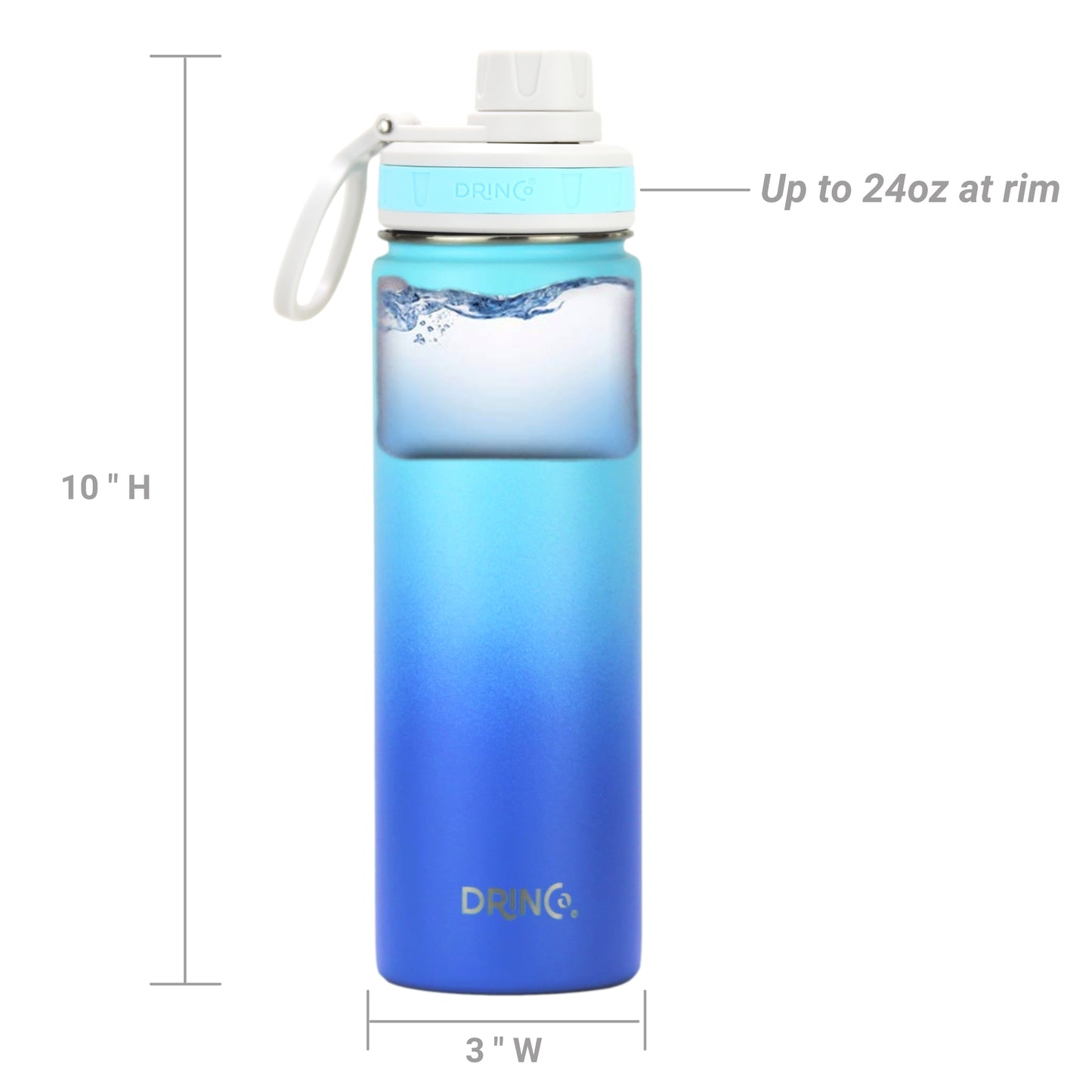 DRINCO® 22 oz. Insulated Stainless Steel Sport Water Bottle — Morning Sky Blue