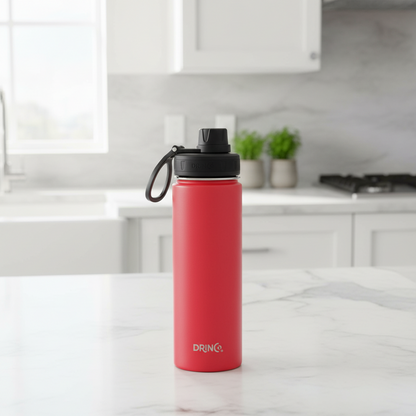 DRINCO® 22 oz. Insulated Stainless Steel Sport Water Bottle — Barn Red