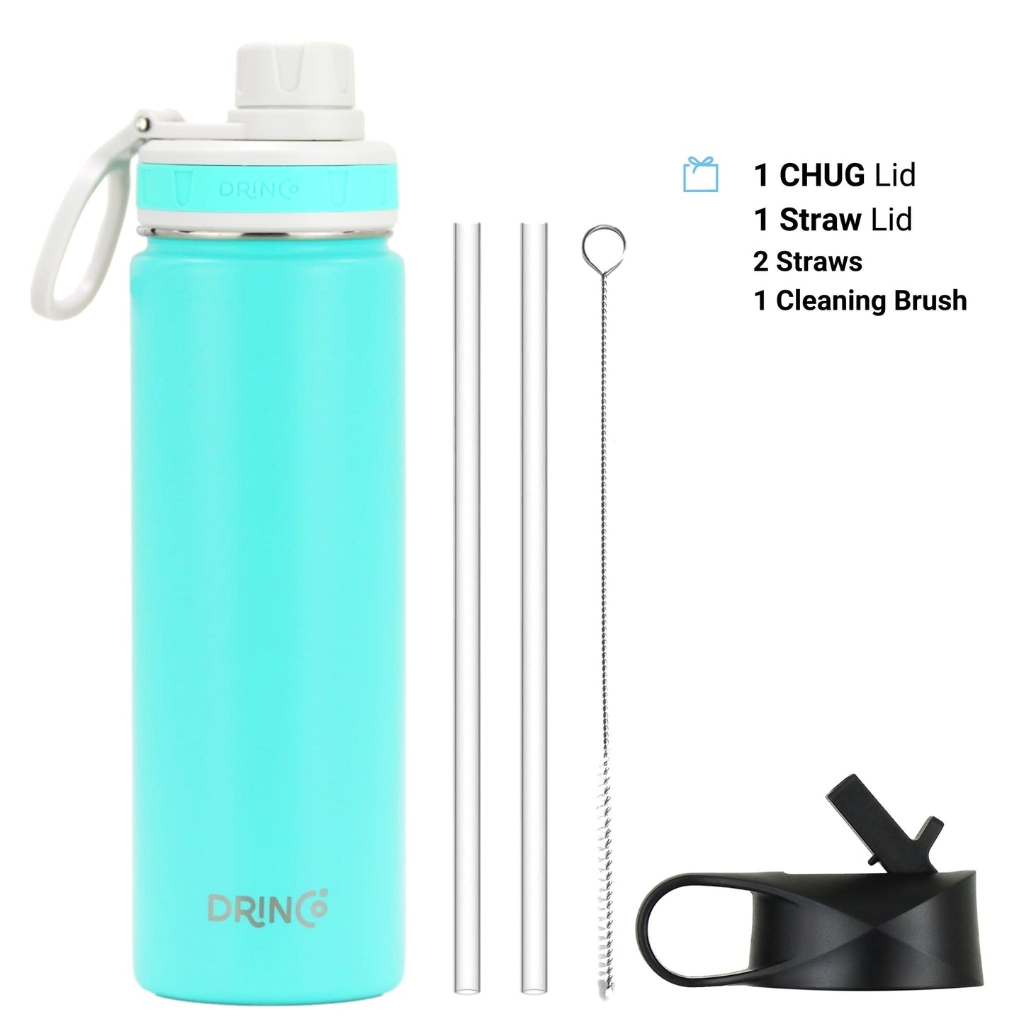 DRINCO® 22 oz. Insulated Stainless Steel Sport Water Bottle — Teal