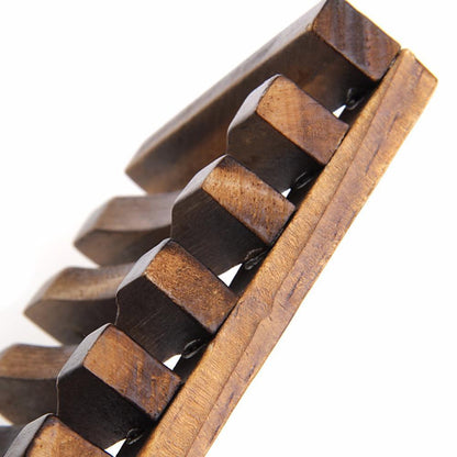 Wooden Soap Dish — Slatted Teak Style Soap Holder for Bathroom Counter