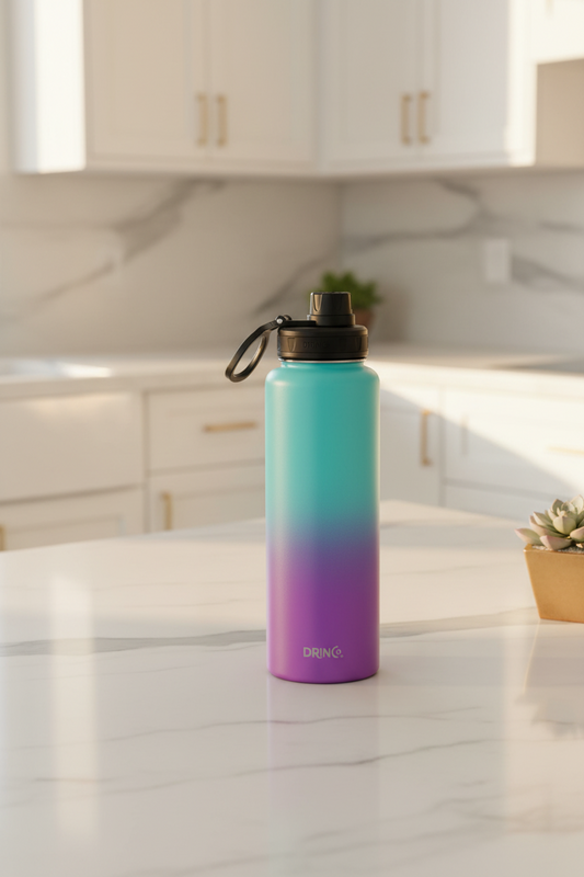 DRINCO® 40 oz. Insulated Stainless Steel Water Bottle — Ombre Fuchsia Teal