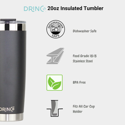 DRINCO® 20 oz. Insulated Tumbler with Spill-Proof Lid — Matte Black